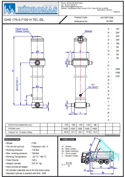 TELESKOPİK SİLİNDİR GHS 175-5-7100 H - 3
